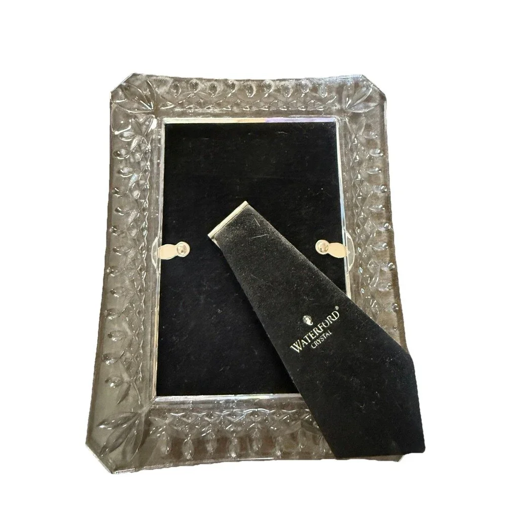 Waterford Lismore Picture Frame Clear Crystal Fits 4x6 Photo Black Velvety Back